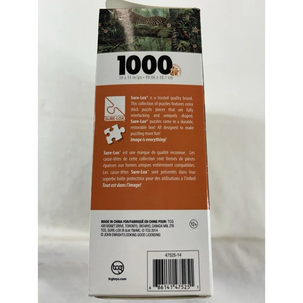 Vintage Sure-Lox Leopard in the Jungle 1000 Pc Panorific 3 Ft Jigsaw Puzzle